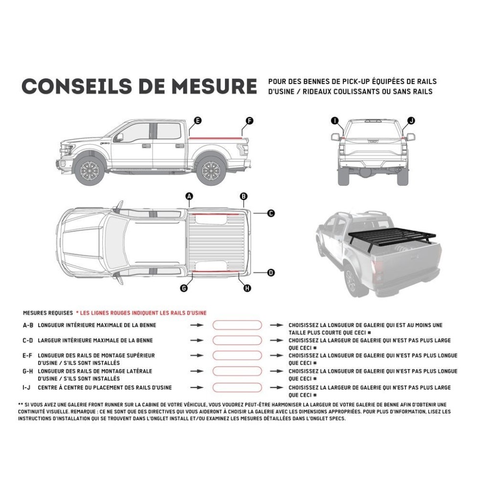 Kit de galerie Slimline II pour une benne de Pick-Up / 1345(l) x 1358(L) - de Front Runner