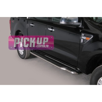 Marche-Pied Inox Ø50 Ford Ranger 2012+ Double Cab Thermolaque Noir
