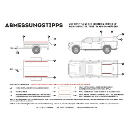 Kit de galerie Slimline II pour une remorque ou un hard top de Pick-Up avec rails d'origine/ Haut / 1345mm (l) X 1156...