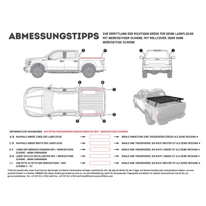 Kit de galerie Slimline II pour une benne de Pick-Up / 1255mm(l) x 1358mm(L) - de Front Runner